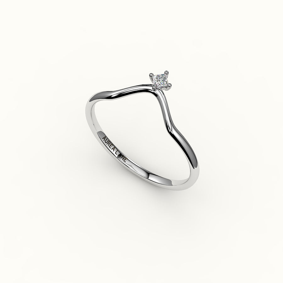 Compass Princess Cut V Diamond Curved Band