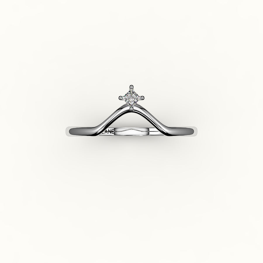 Compass Princess Cut V Diamond Curved Band