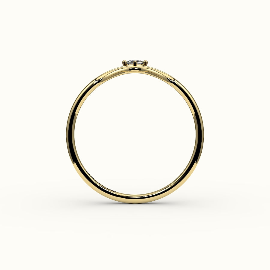 Compass Princess Cut V Diamond Curved Band