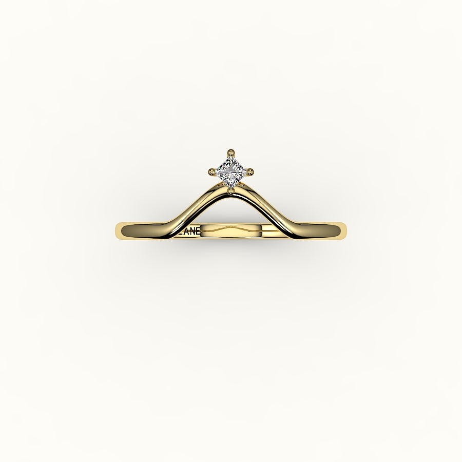 Compass Princess Cut V Diamond Curved Band