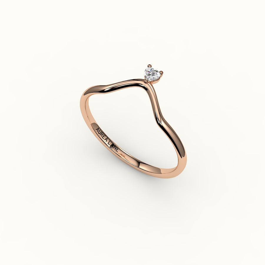 Heart Cut V Diamond Curved Band