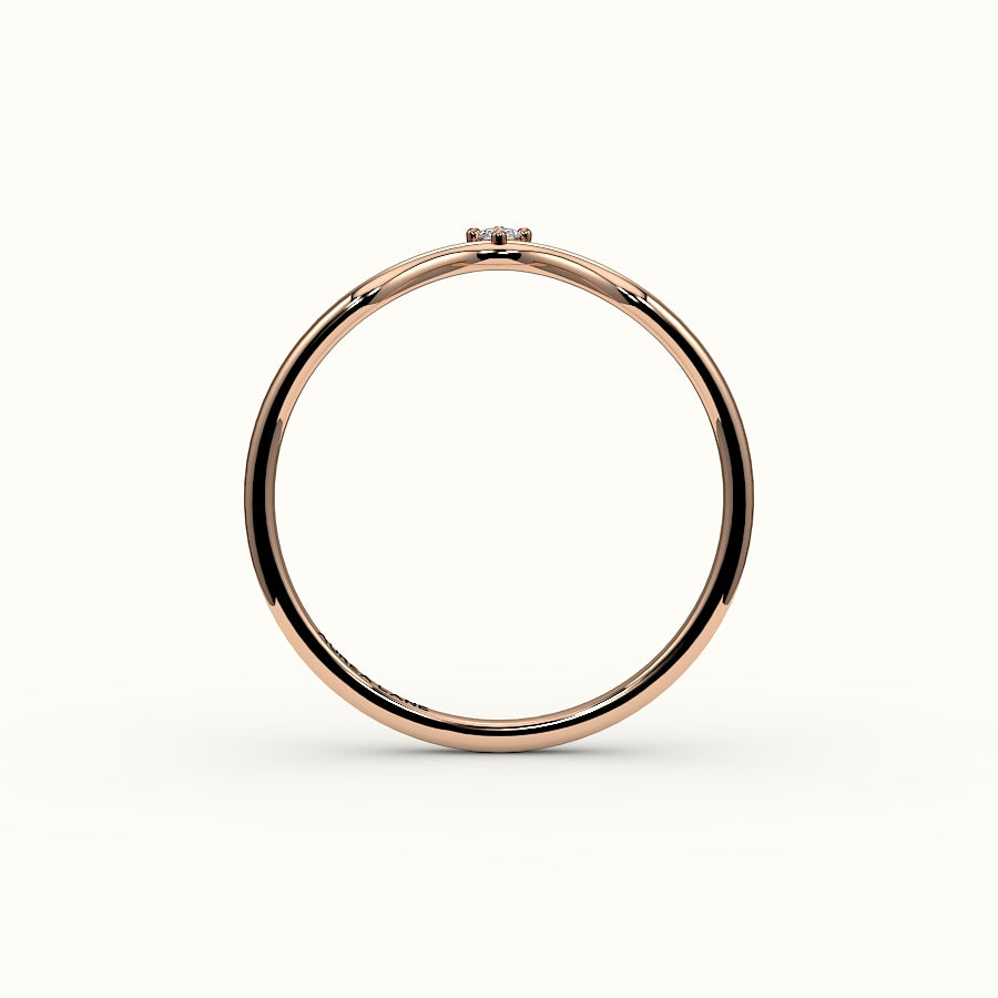 Marquise Cut V Diamond Curved Band