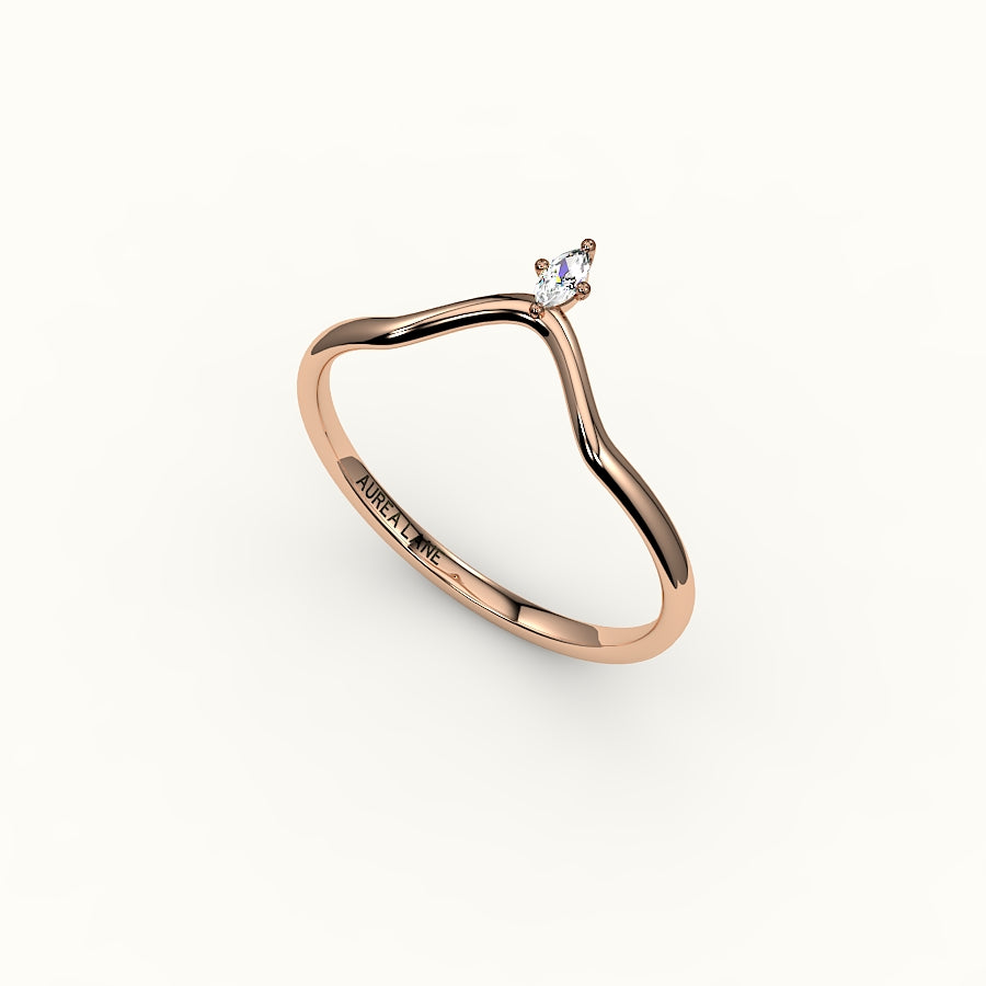 Marquise Cut V Diamond Curved Band