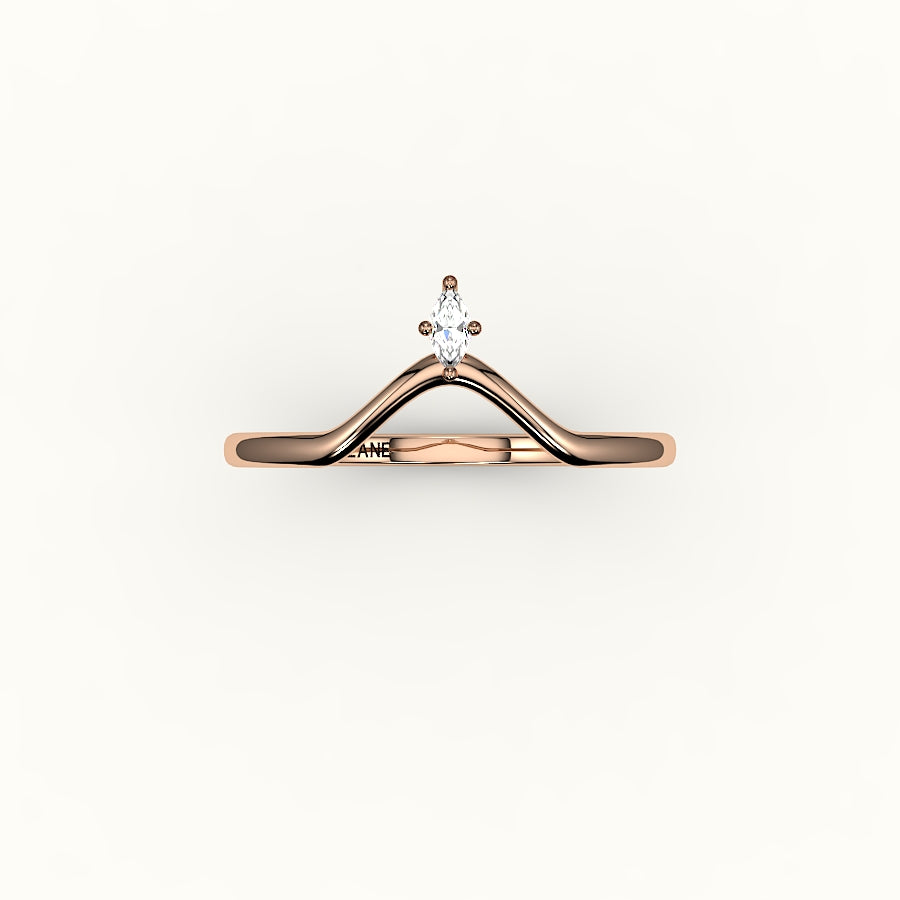 Marquise Cut V Diamond Curved Band