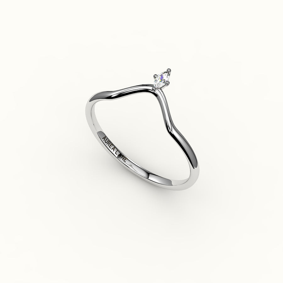 Marquise Cut V Diamond Curved Band