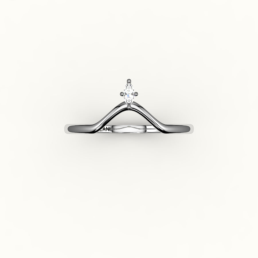 Marquise Cut V Diamond Curved Band