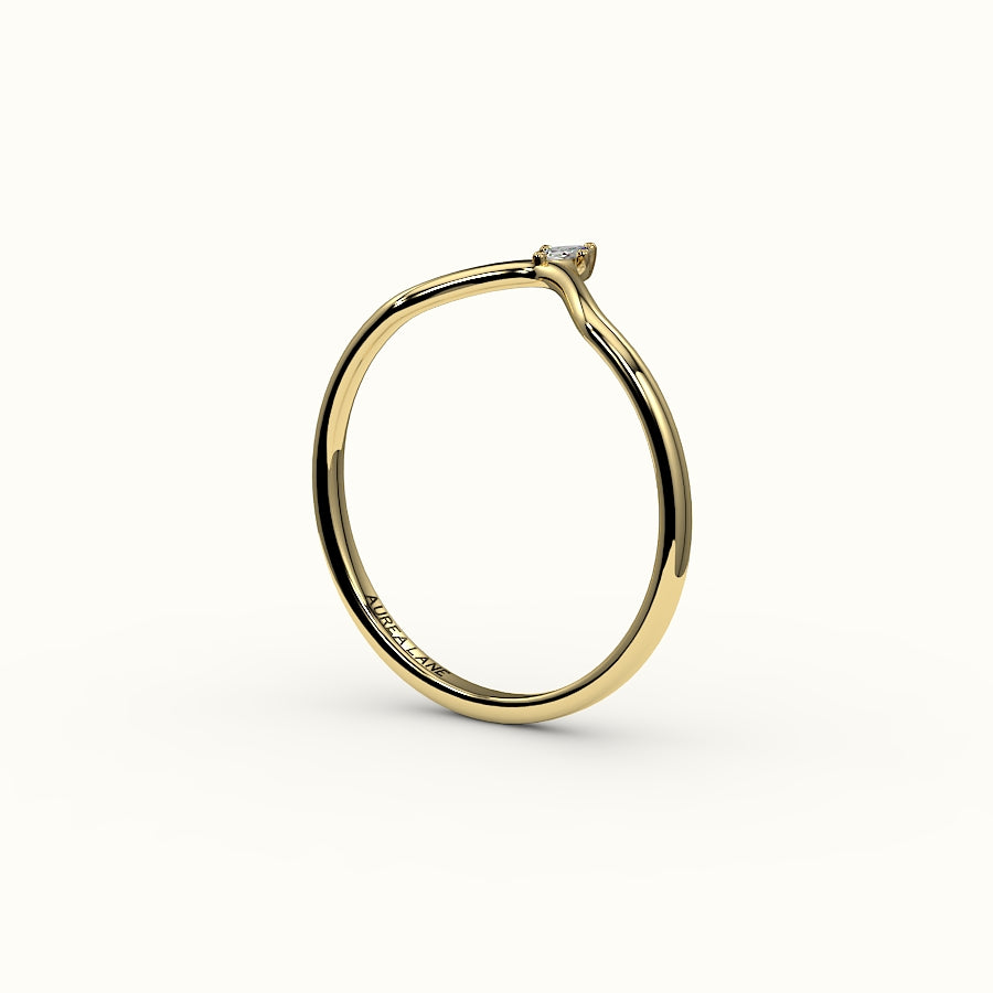 Marquise Cut V Diamond Curved Band