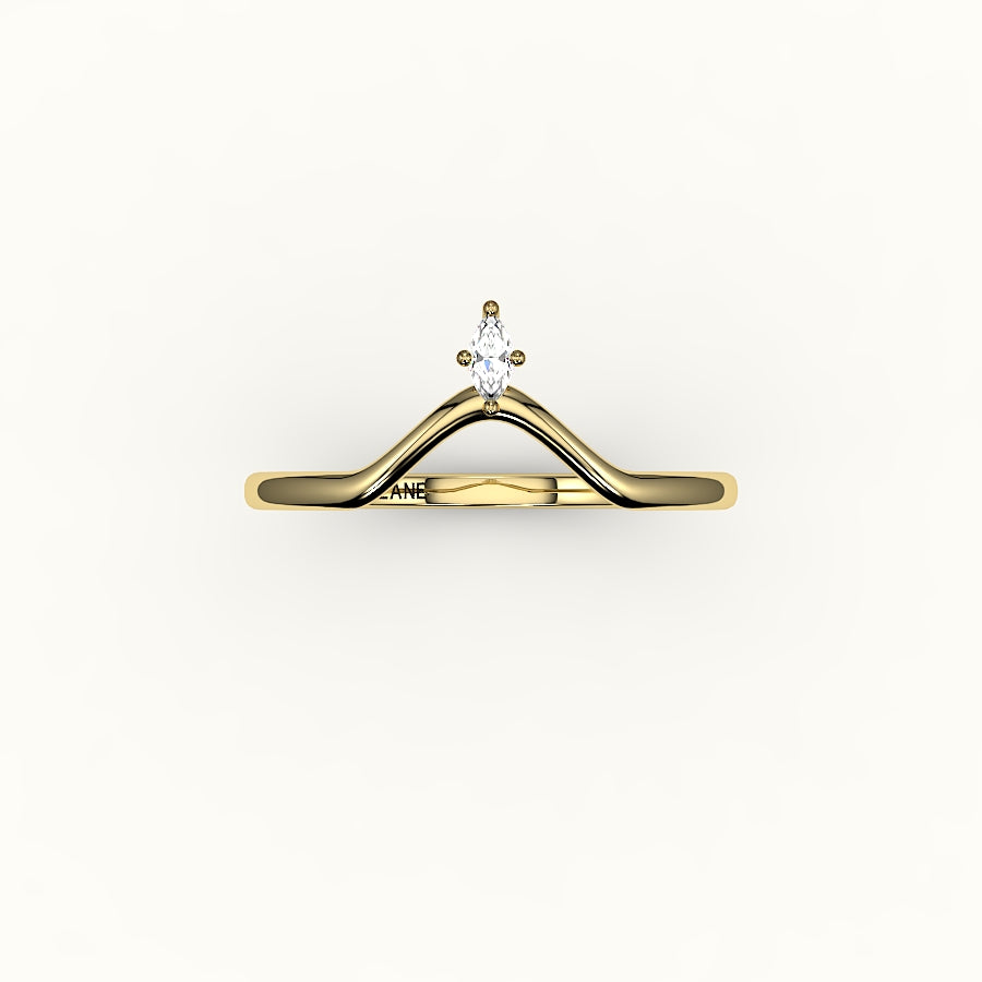 Marquise Cut V Diamond Curved Band