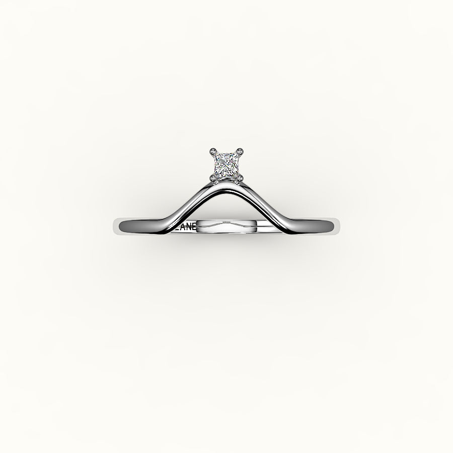 Princess Cut V Diamond Curved Band