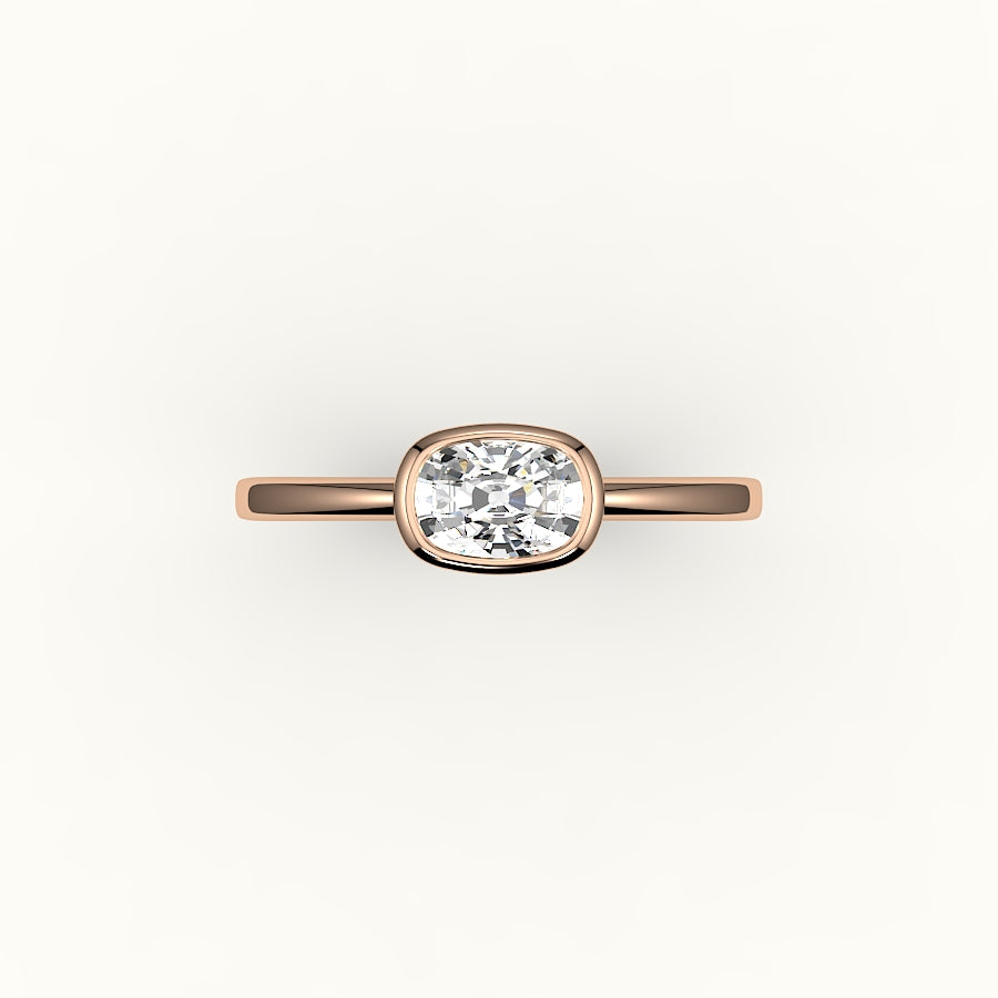 East-West Elongated Cushion Bezel Ring Setting
