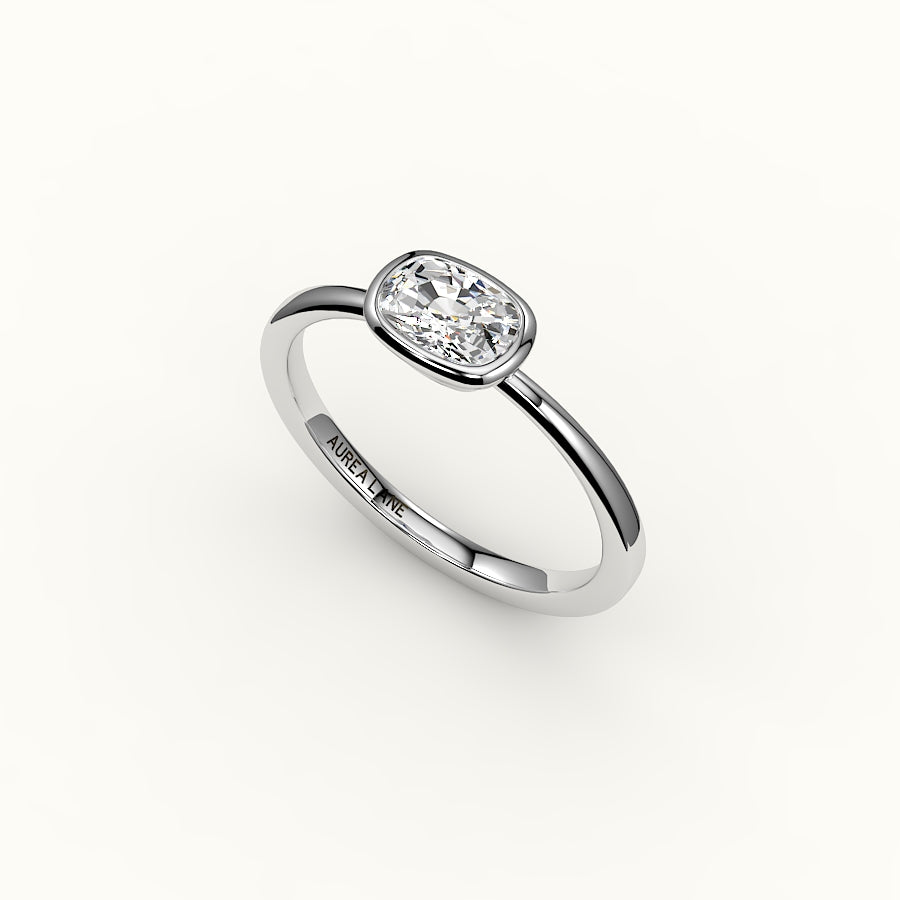 East-West Elongated Cushion Bezel Ring Setting