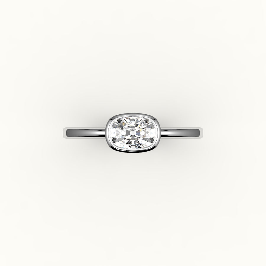East-West Elongated Cushion Bezel Ring Setting