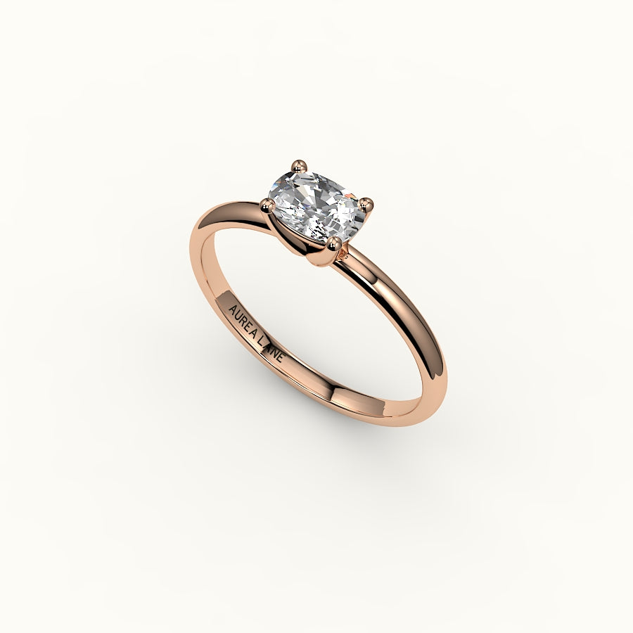 East-West Elongated Cushion Solitaire Ring Setting