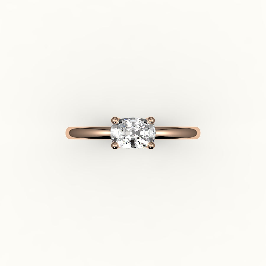 East-West Elongated Cushion Solitaire Ring Setting