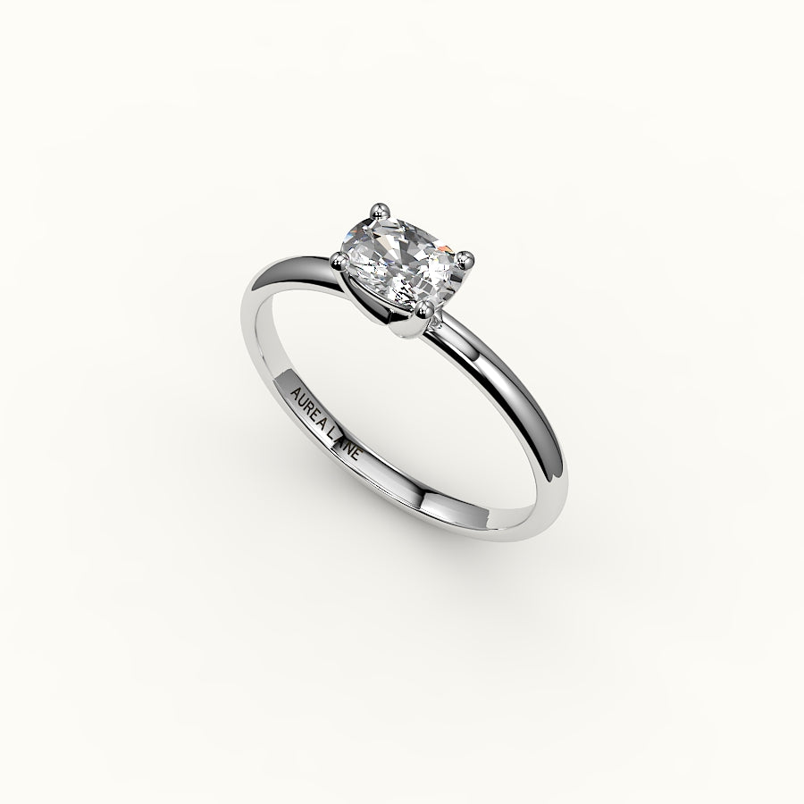 East-West Elongated Cushion Solitaire Ring Setting