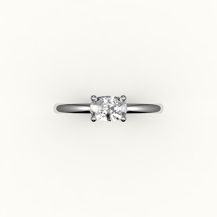 East-West Elongated Cushion Solitaire Ring Setting
