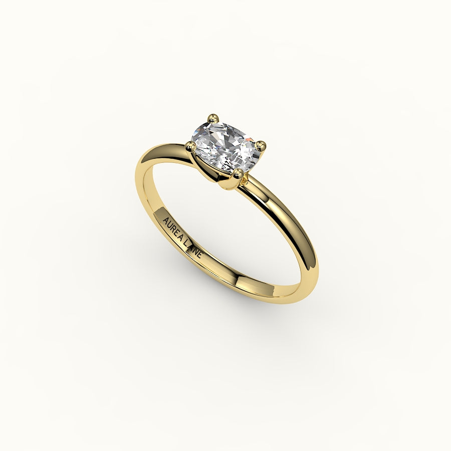 East-West Elongated Cushion Solitaire Ring Setting