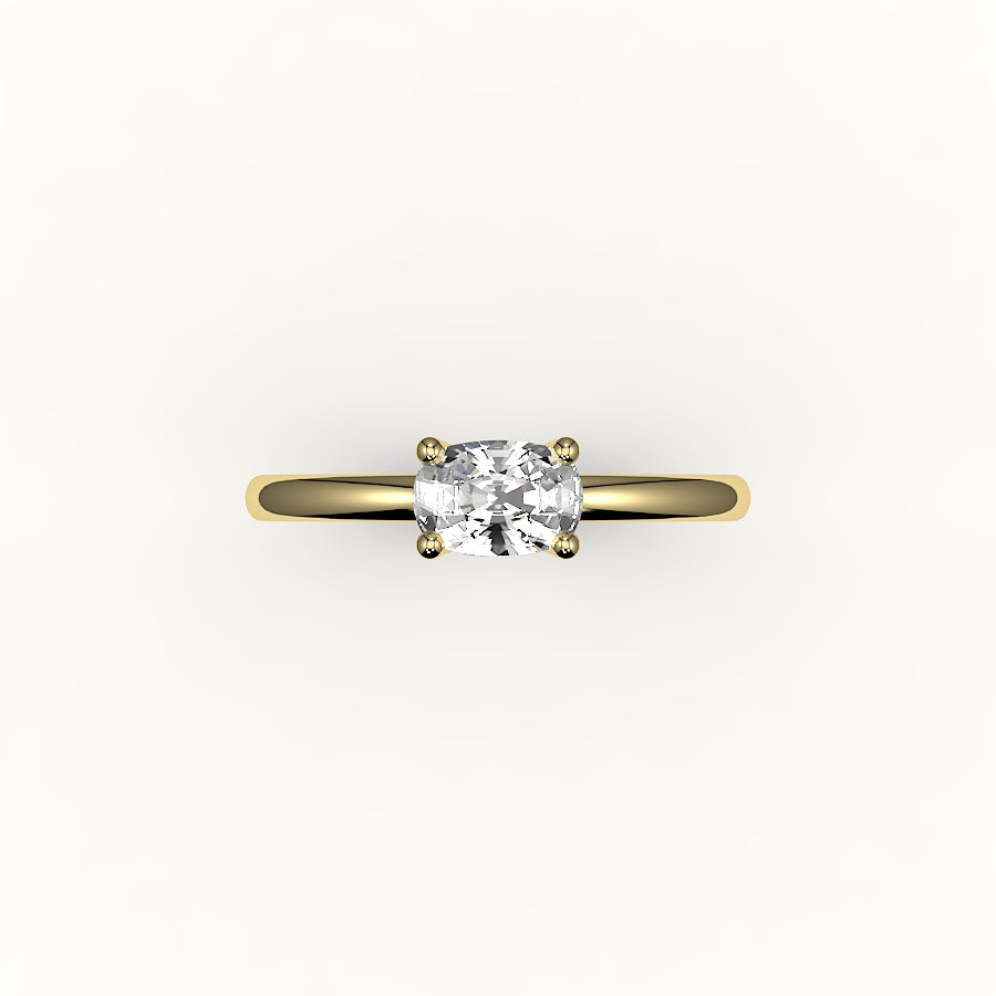 East-West Elongated Cushion Solitaire Ring Setting