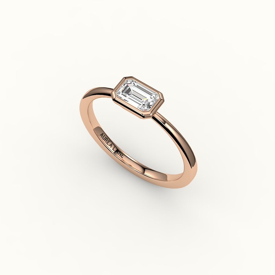 East-West Emerald Cut Bezel Ring Setting