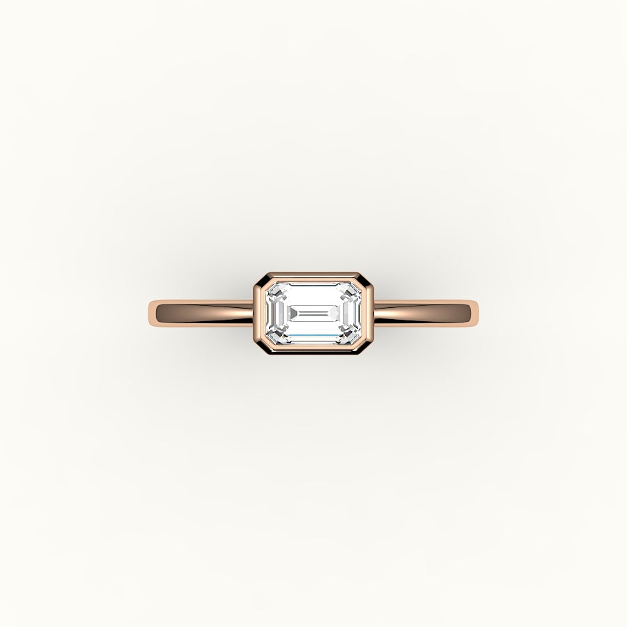 East-West Emerald Cut Bezel Ring Setting
