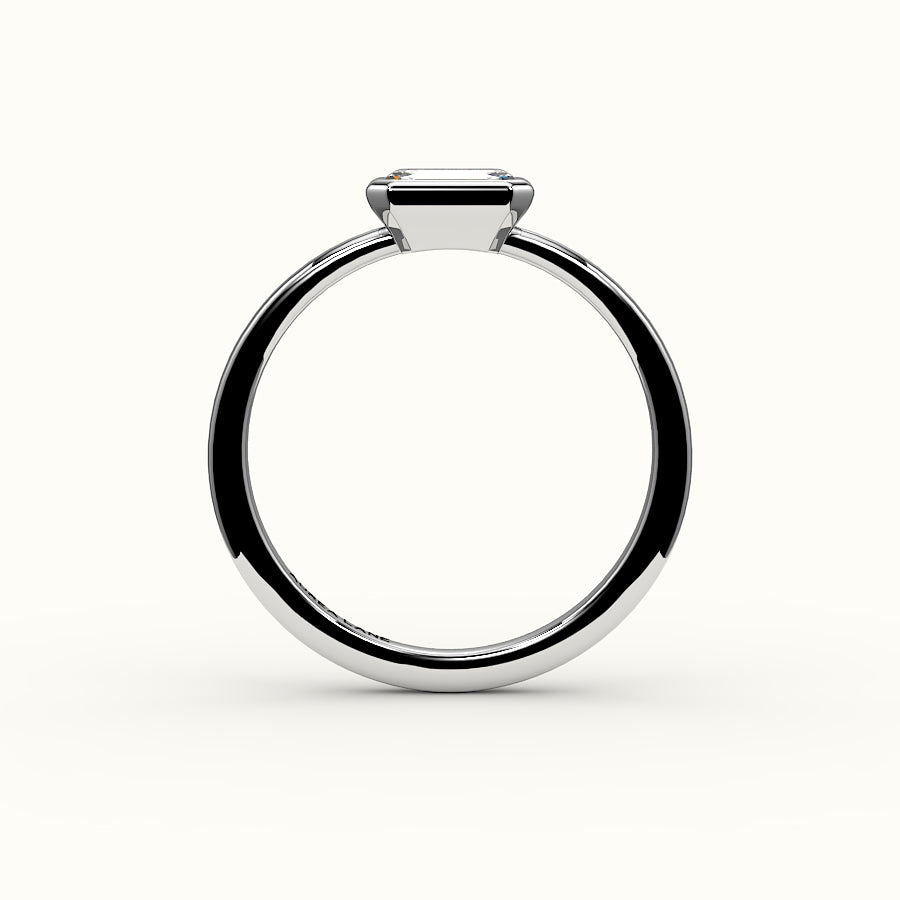 East-West Emerald Cut Bezel Ring Setting
