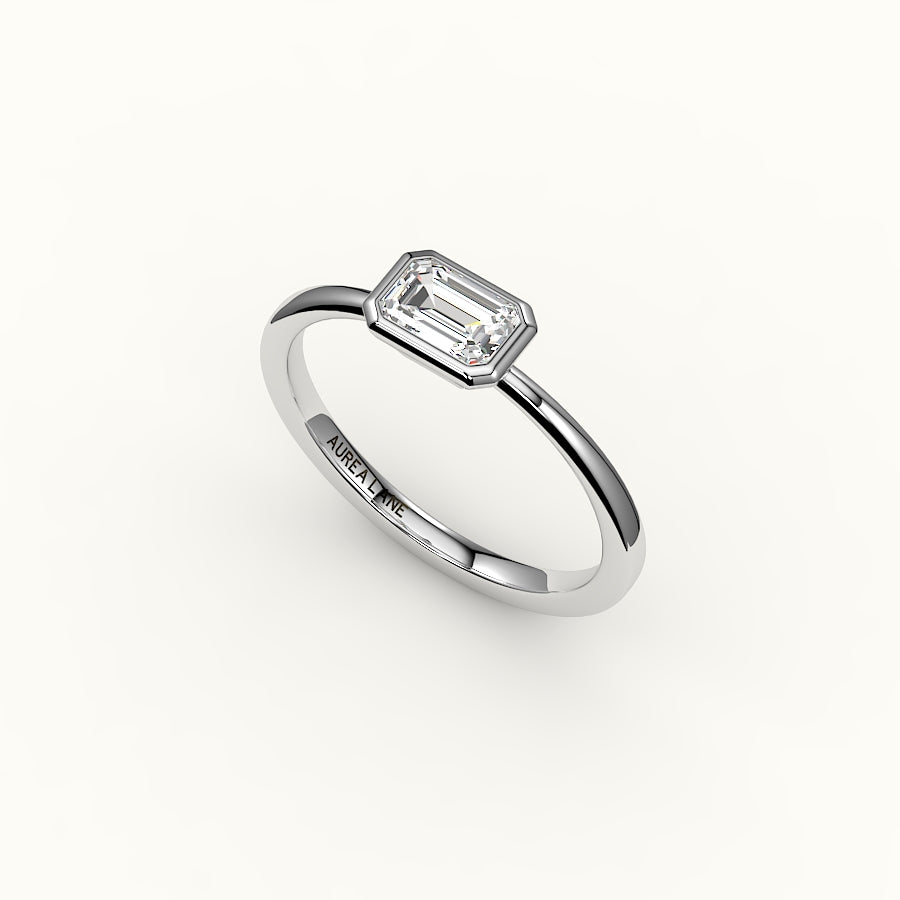 East-West Emerald Cut Bezel Ring Setting