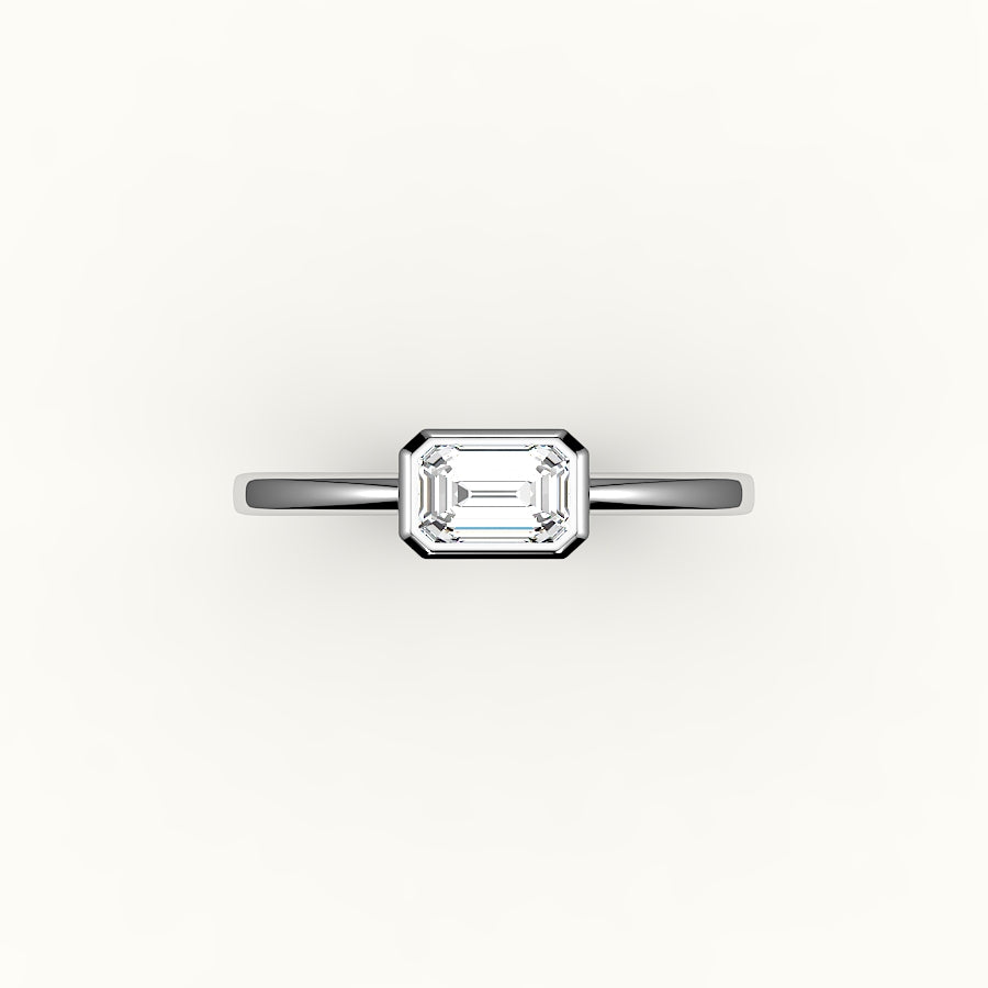 East-West Emerald Cut Bezel Ring Setting