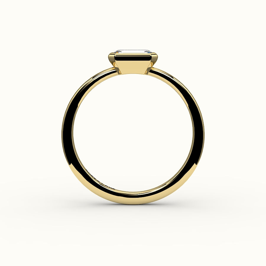 East-West Emerald Cut Bezel Ring Setting