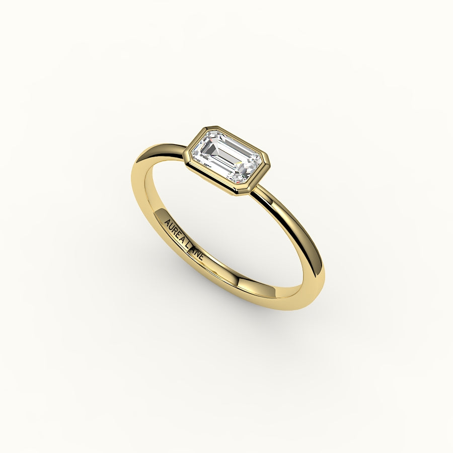 East-West Emerald Cut Bezel Ring Setting