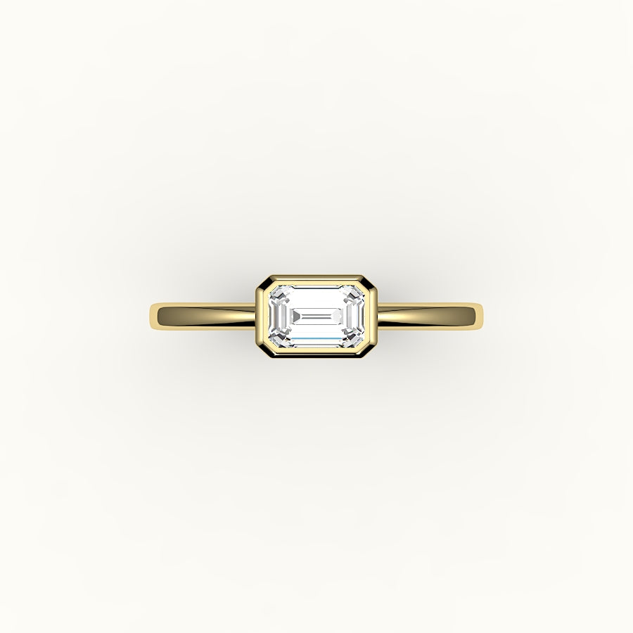 East-West Emerald Cut Bezel Ring Setting
