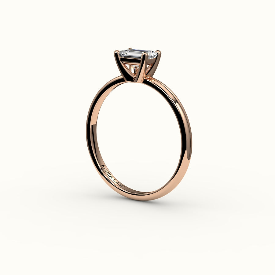 East-West Emerald Cut Solitaire Ring Setting