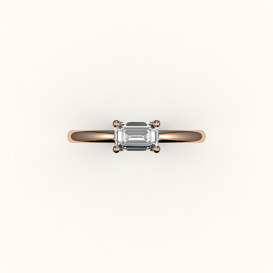 East-West Emerald Cut Solitaire Ring Setting