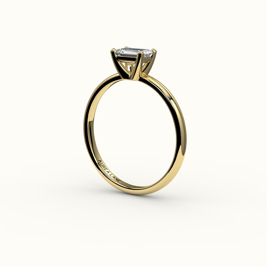 East-West Emerald Cut Solitaire Ring Setting
