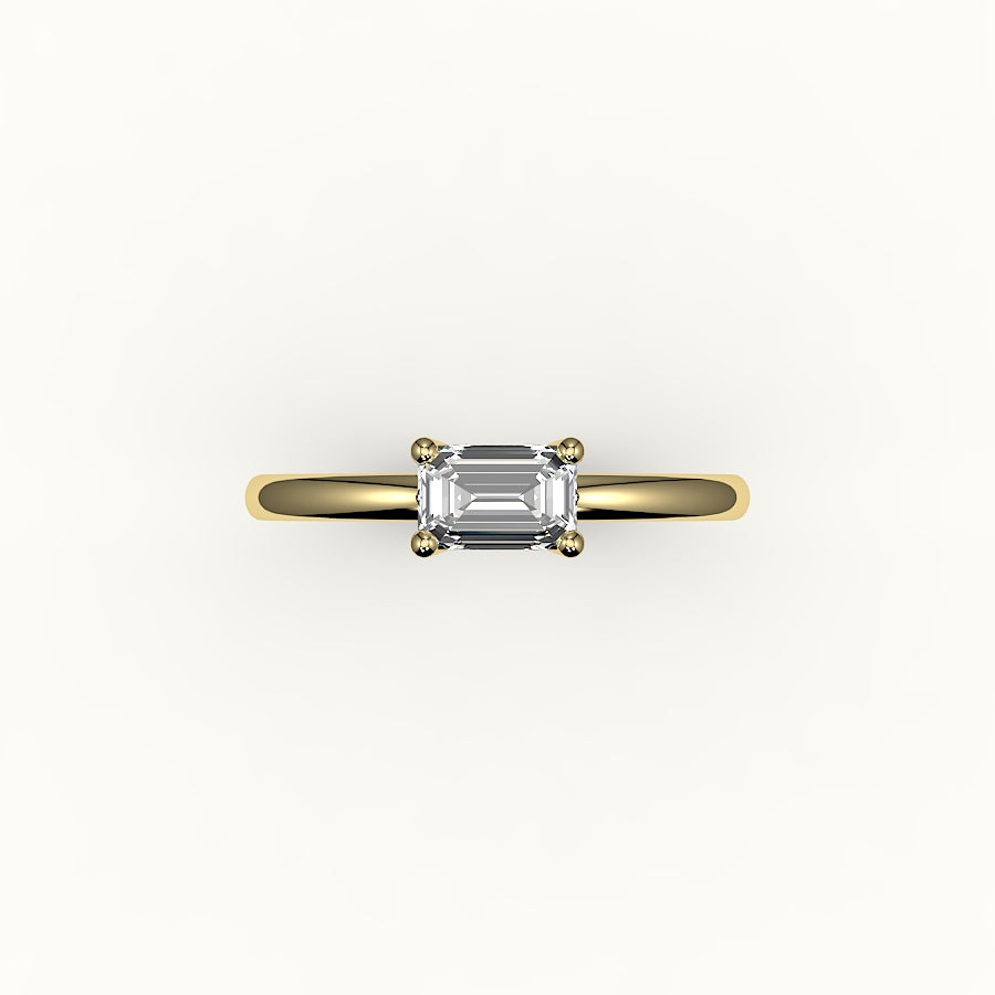 East-West Emerald Cut Solitaire Ring Setting