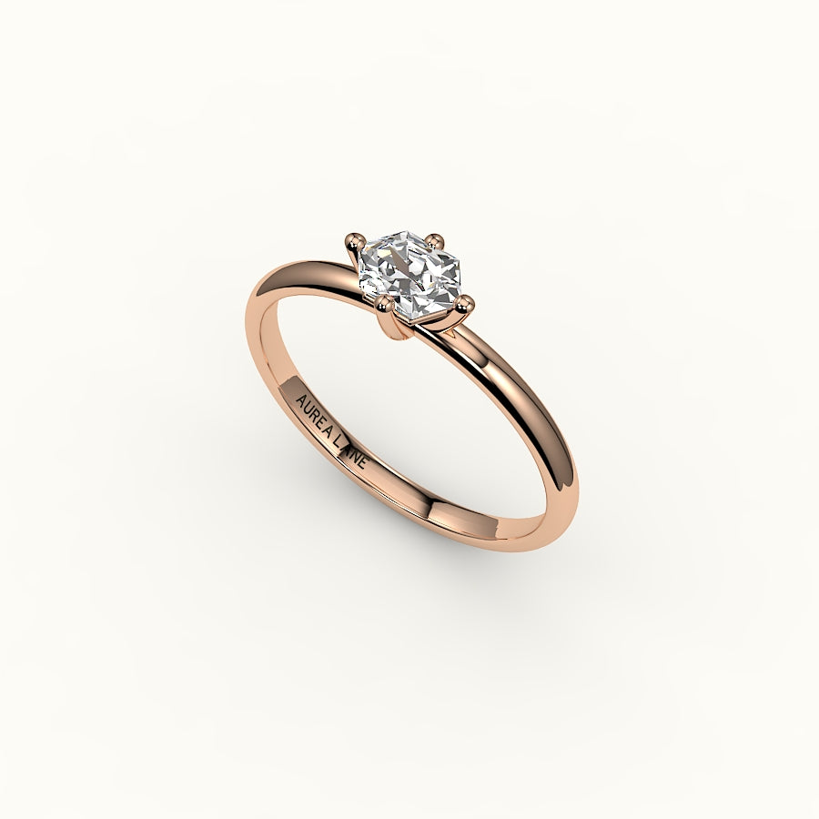 East-West Hexagon Cut Solitaire Ring Setting