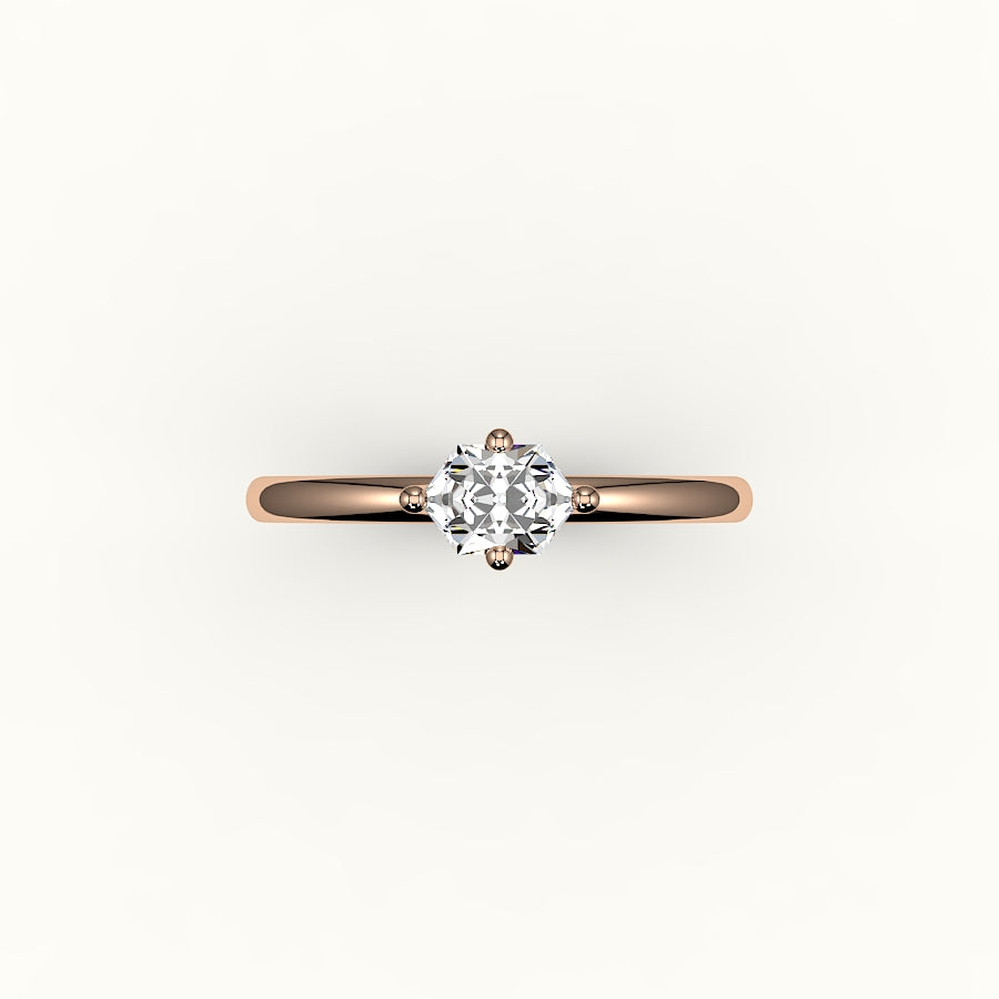 East-West Hexagon Cut Solitaire Ring Setting
