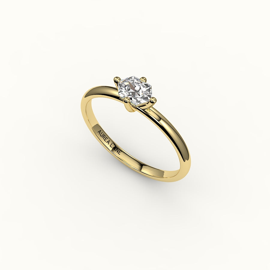 East-West Hexagon Cut Solitaire Ring Setting