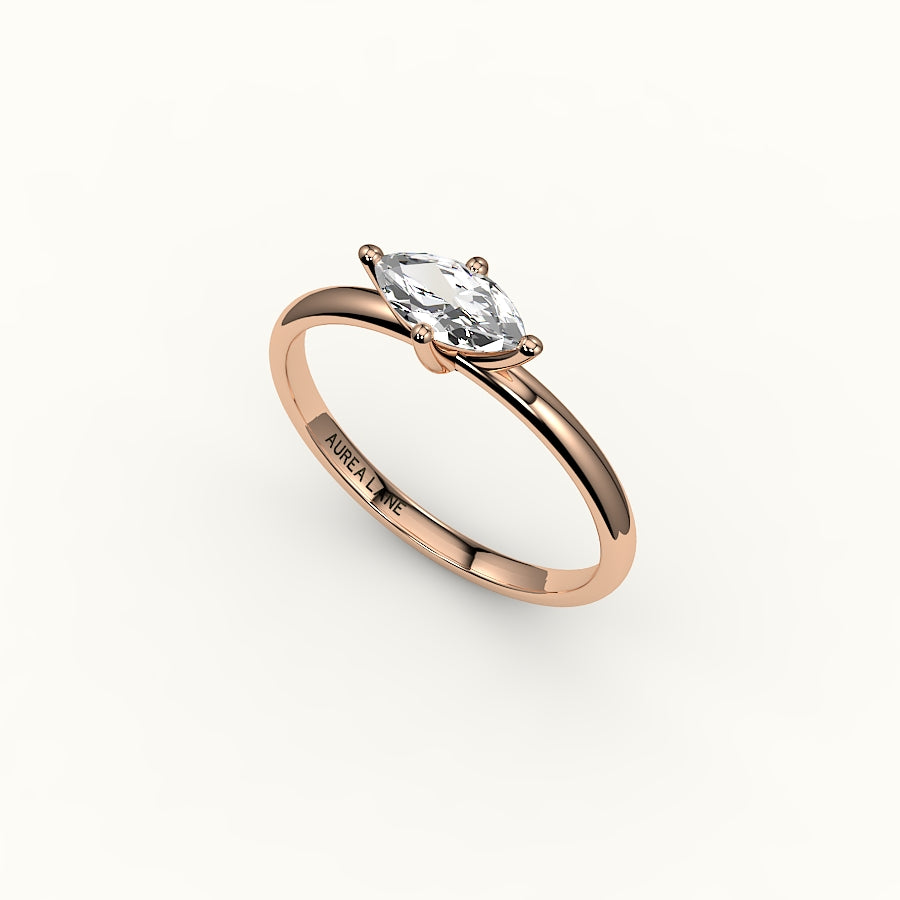 East-West Marquise Cut Solitaire Ring Setting