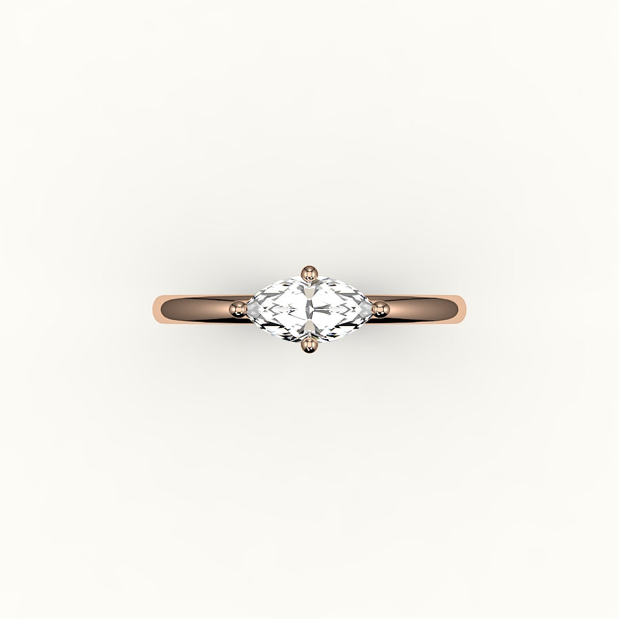 East-West Marquise Cut Solitaire Ring Setting
