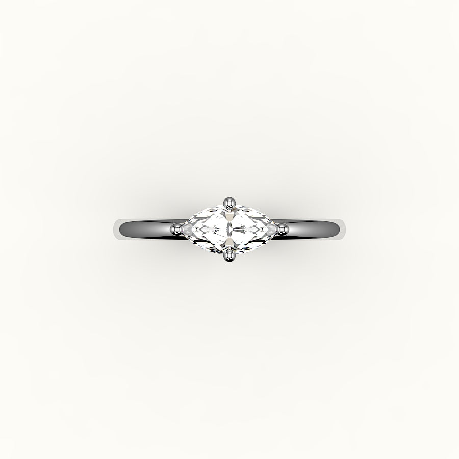 East-West Marquise Cut Solitaire Ring Setting
