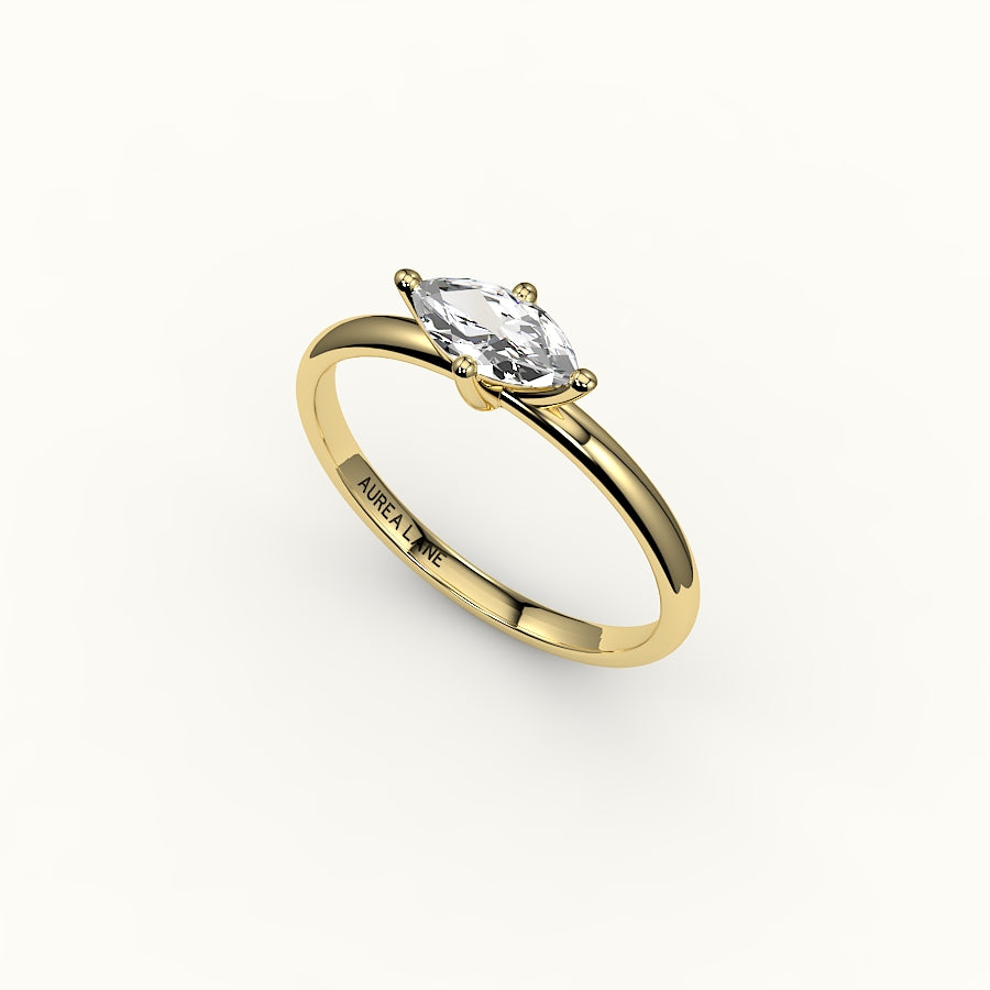 East-West Marquise Cut Solitaire Ring Setting