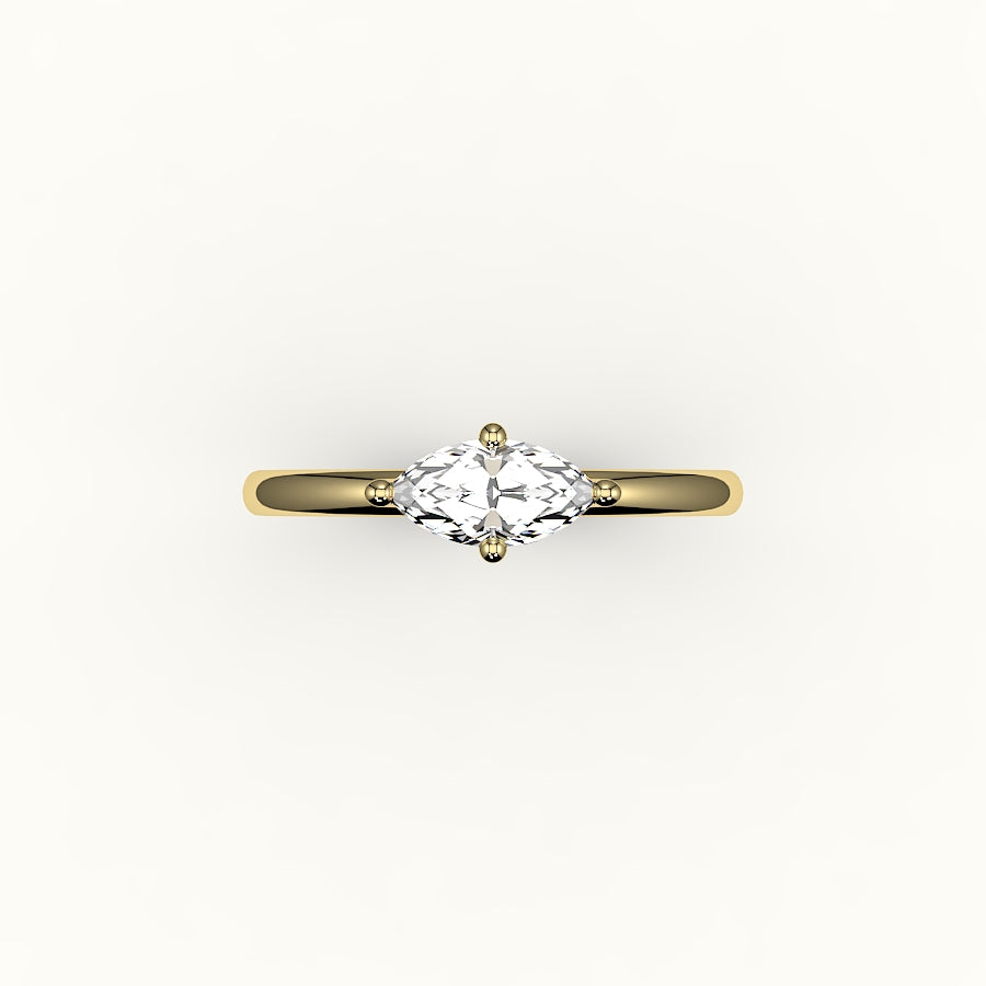 East-West Marquise Cut Solitaire Ring Setting