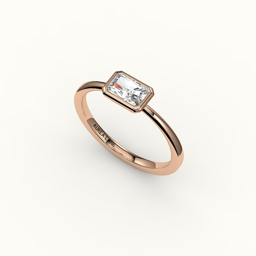 East-West Radiant Cut Bezel Ring Setting