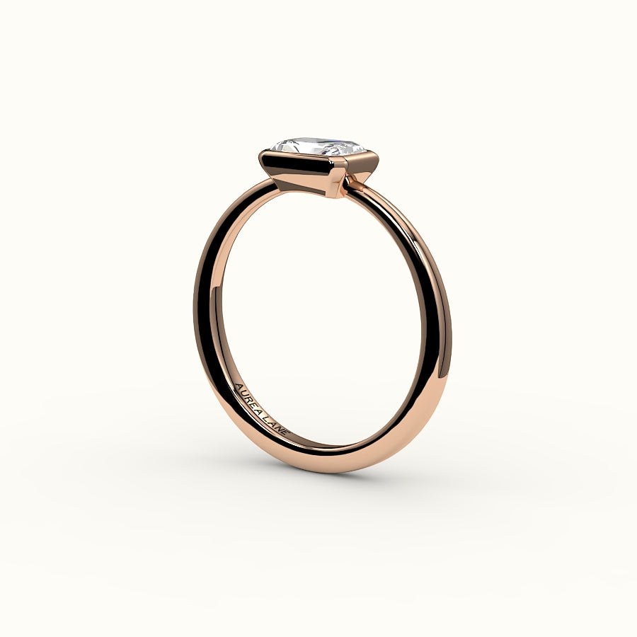 East-West Radiant Cut Bezel Ring Setting