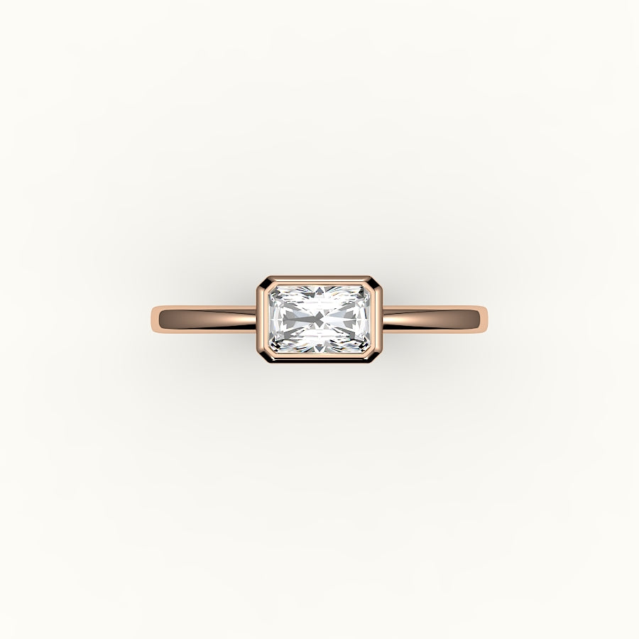 East-West Radiant Cut Bezel Ring Setting