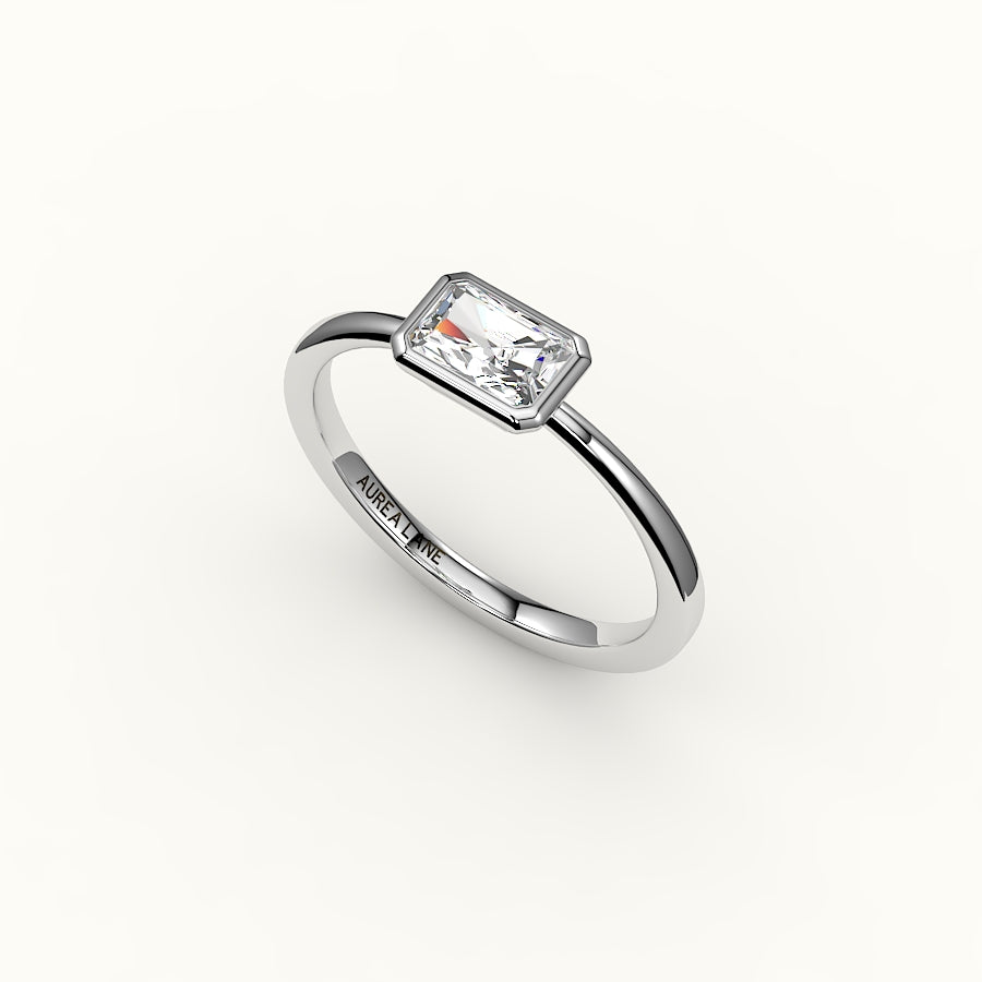 East-West Radiant Cut Bezel Ring Setting