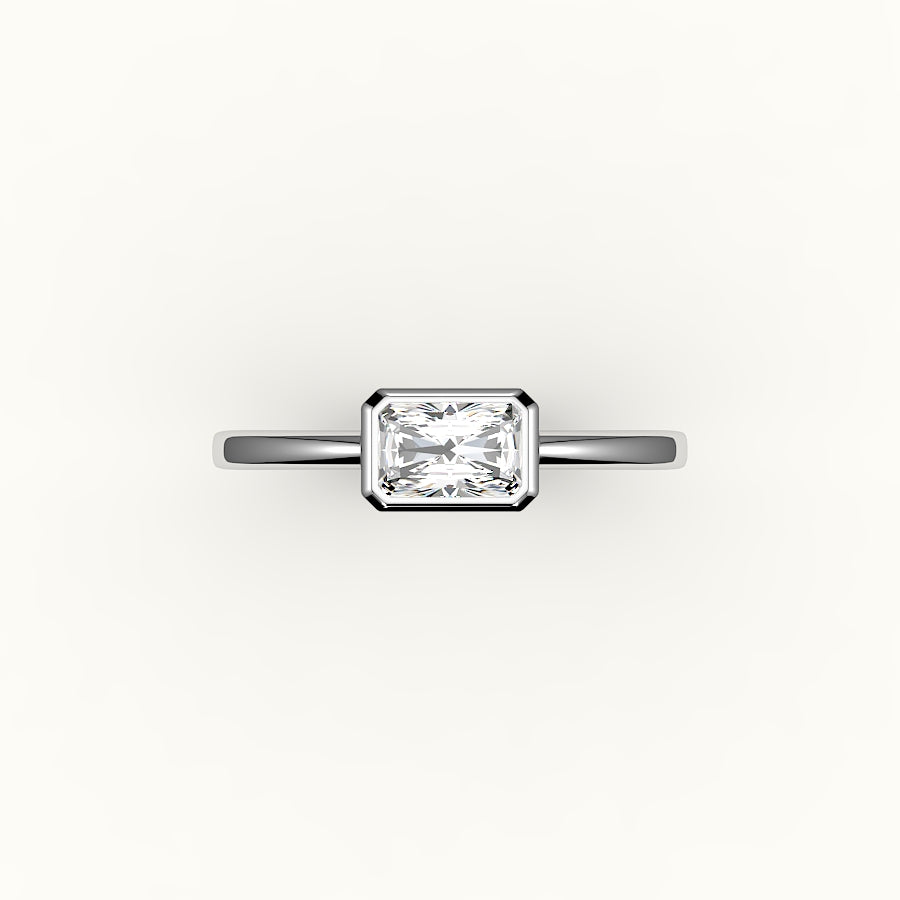 East-West Radiant Cut Bezel Ring Setting