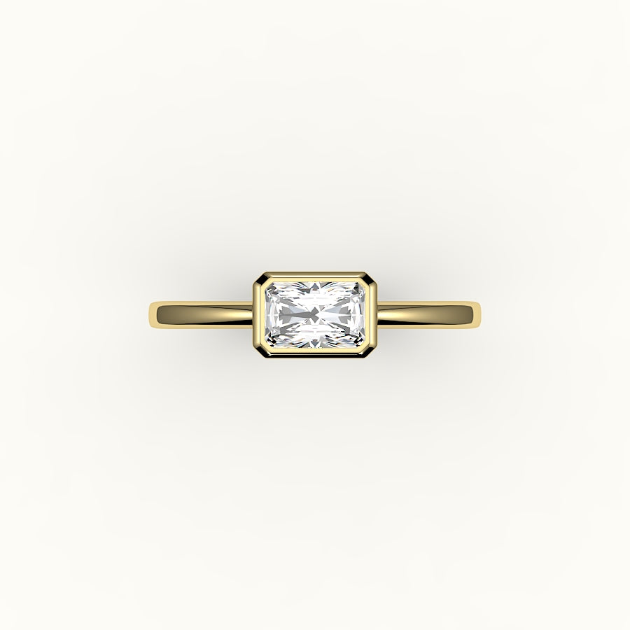 East-West Radiant Cut Bezel Ring Setting