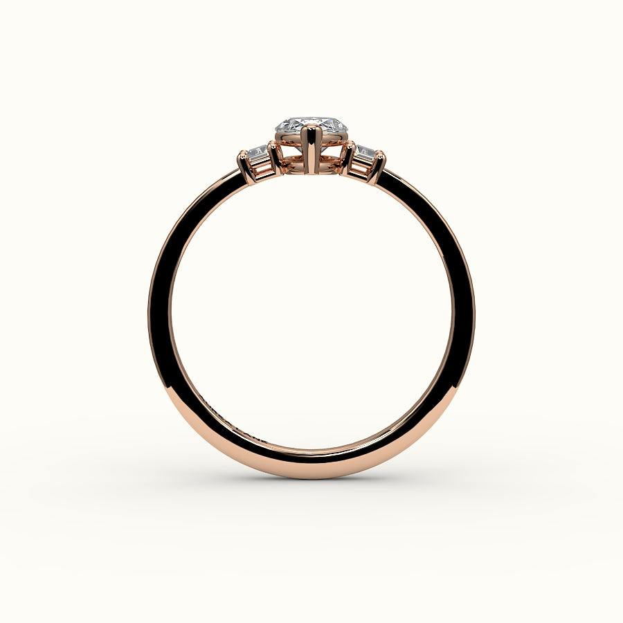 Marquise Cut Three-Stone Setting with Vertical Baguettes