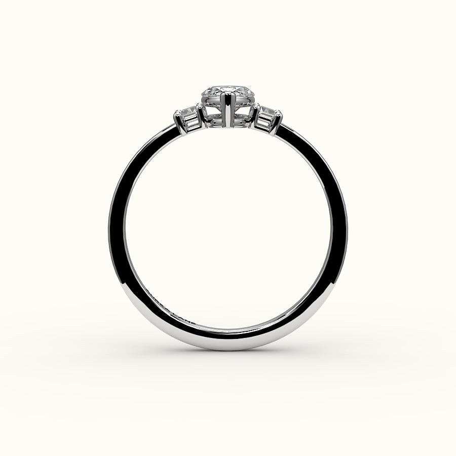 Marquise Cut Three-Stone Setting with Vertical Baguettes